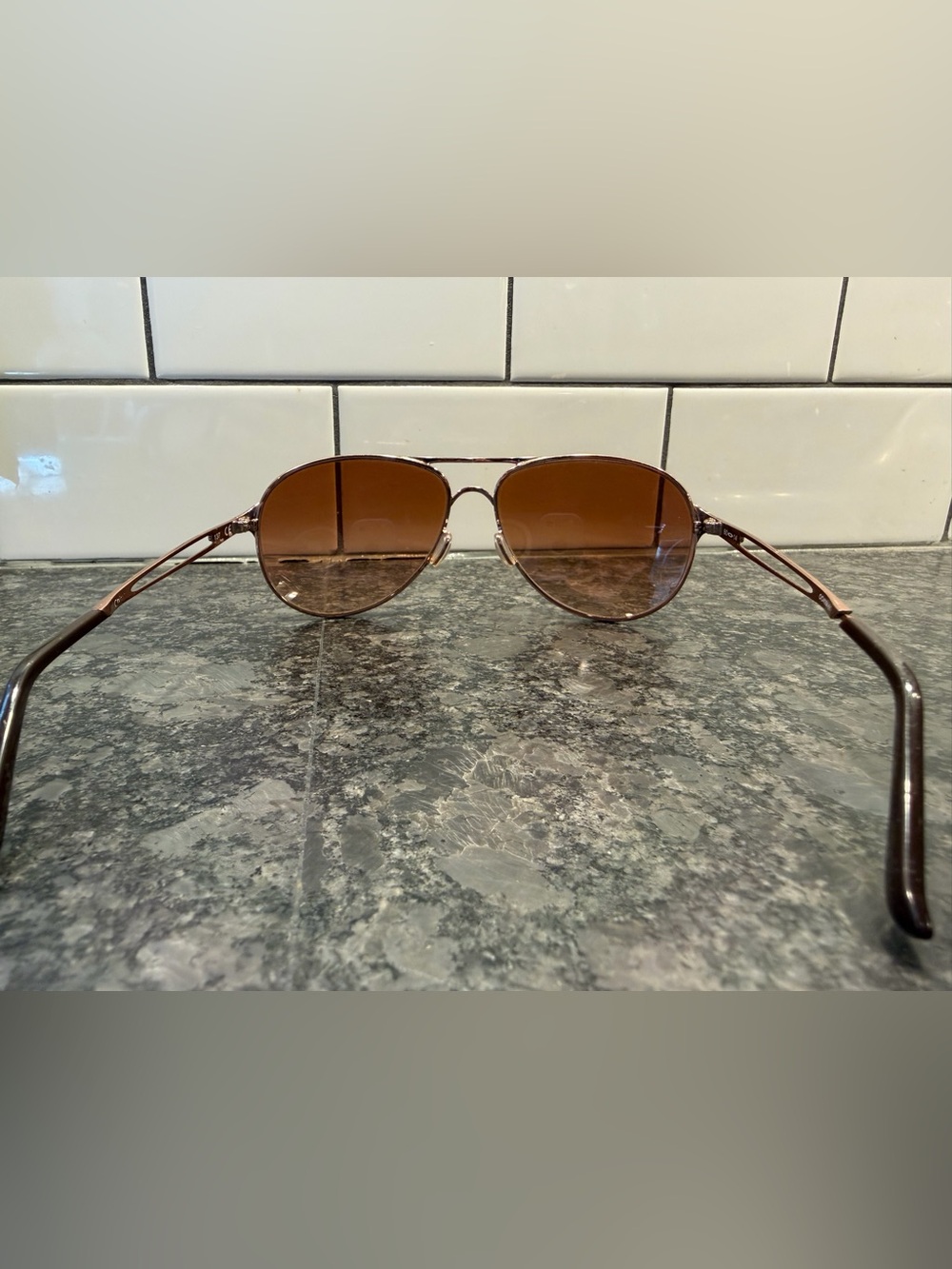 Oakley Brown Gradient Lens Gold Frame Aviator Sunglasses - Picture 8 of 11